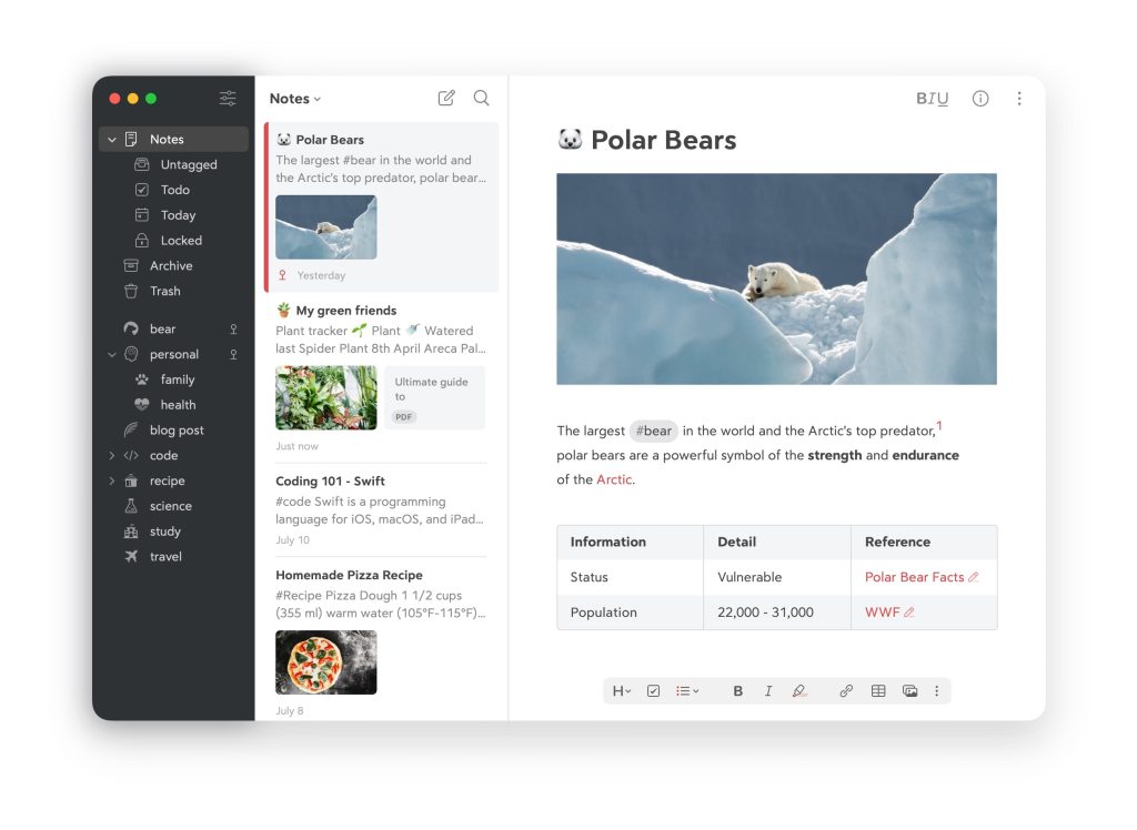 Bear task management app
