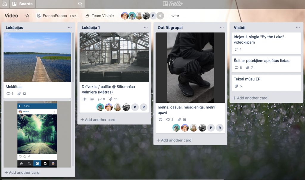 A screenshot of Trello visual project and time management app