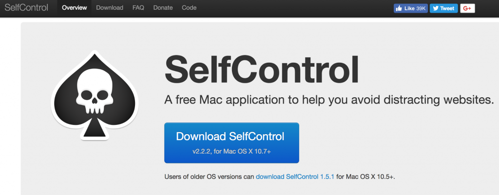 A screenshot of SelfControl time management software